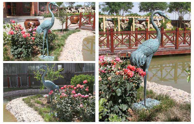 Antique Life Size Crane Bird Sculpture for Garden Decor