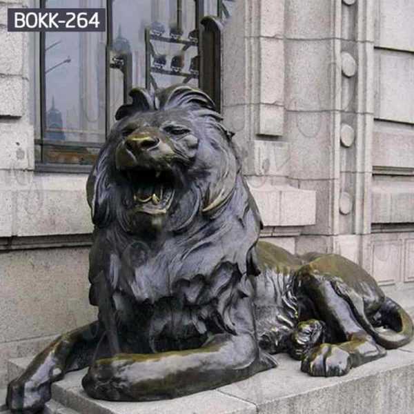 Western Life Size Bronze Lion Statues for Front Porch for Sale