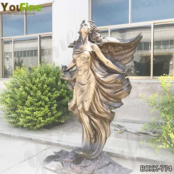 Beautiful Casting Life Size Bronze Flying Angel Lady Statue for Sale BOKK-774