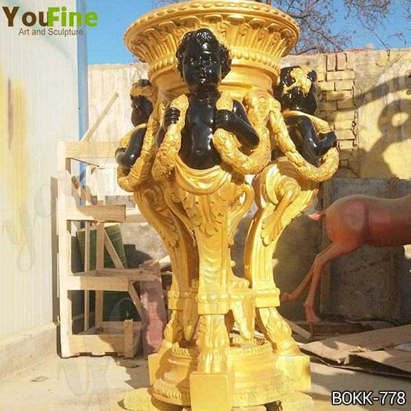 Beautiful Custom Made Golden Bronze Flower Pot