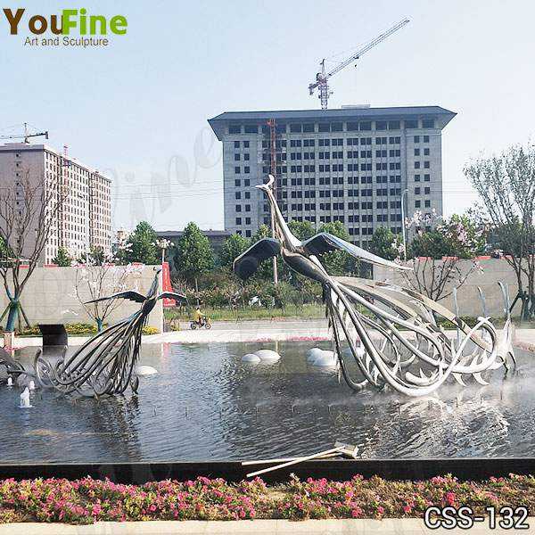 Beautiful Metal Phoenix Bird Sculpture