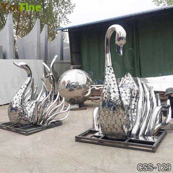 Beautiful Outdoor Polished Swan Stainless Steel Sculpture Supplier CSS-129