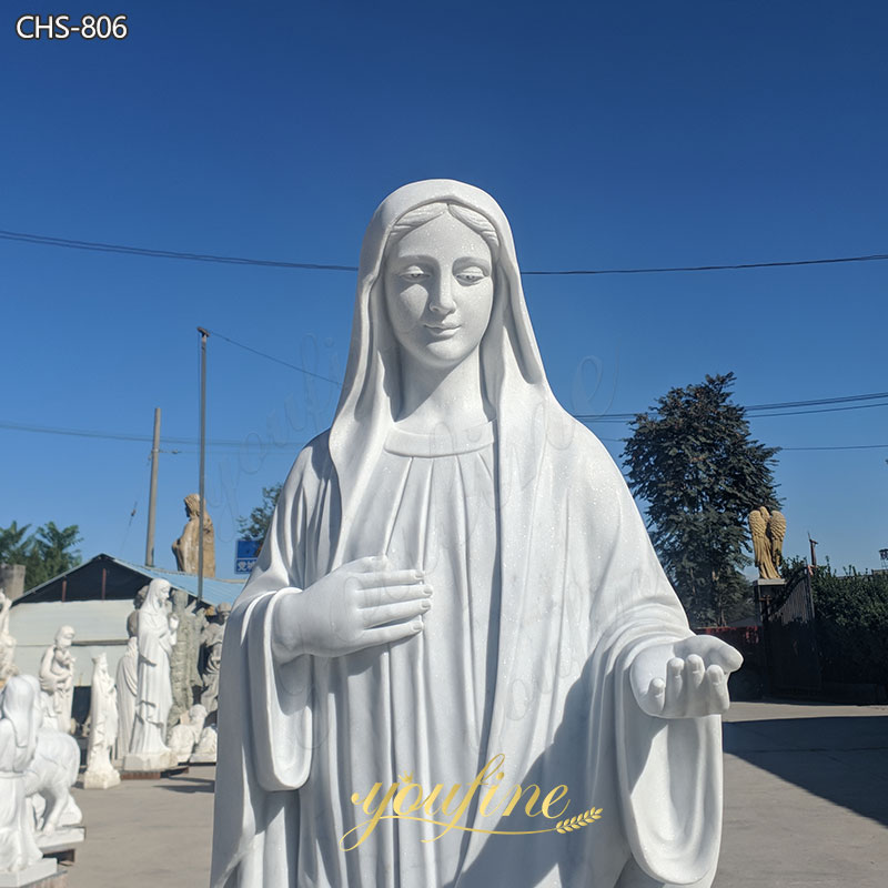 Virgin Mary Marble Statue details