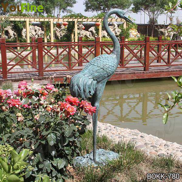 Antique Bronze Life Size Crane Bird Sculpture for Garden Decor  Supplier BOKK-780