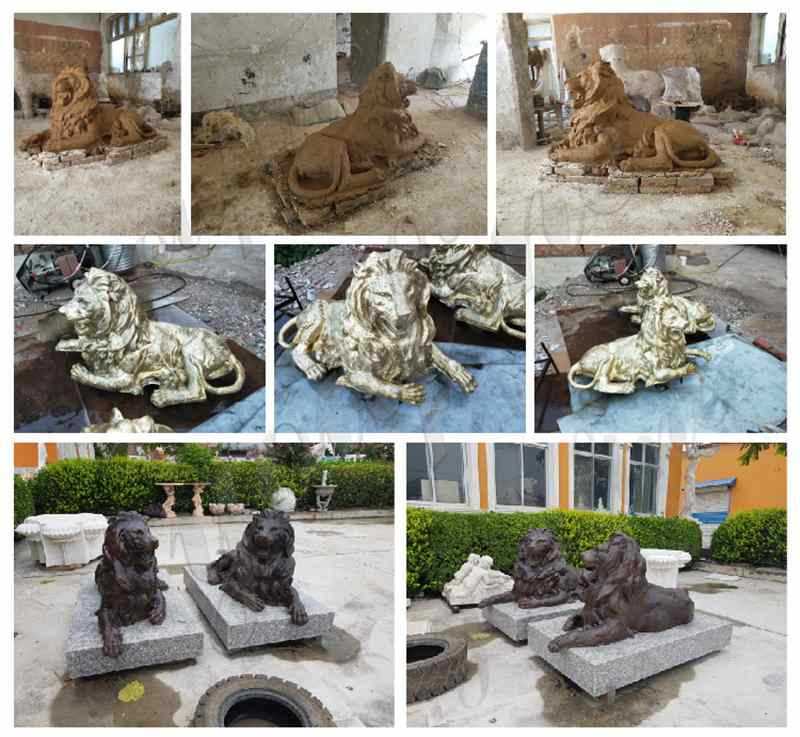 Bronze Lion Statue for Outdoor Driveway