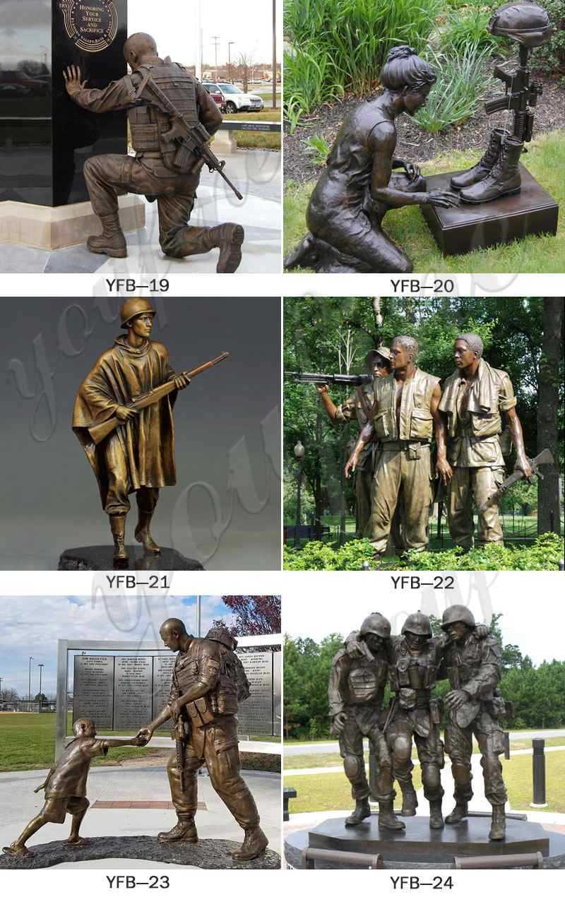 Bronze veterans memorial statue