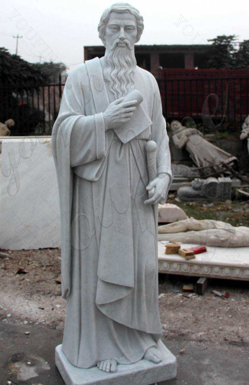 Catholic White Marble Saint Paul the Apostle Statue Supplier