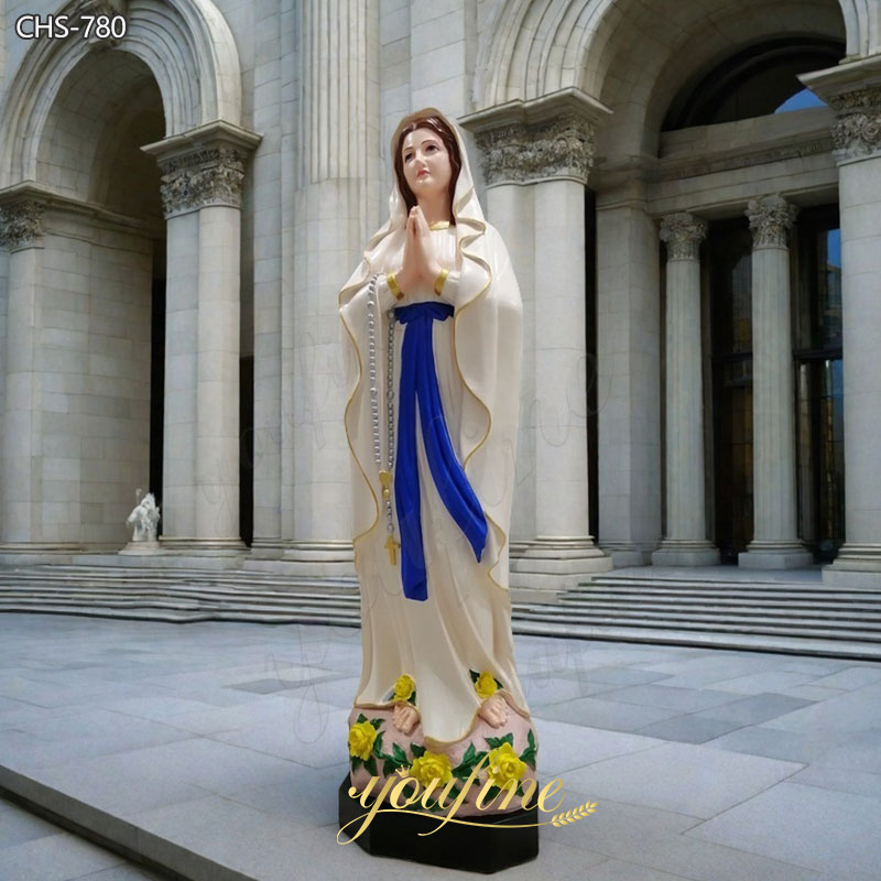 Colorful Life Size Marble Blessed Mother Mary Statue