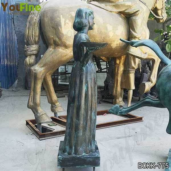Custom Made Life Size Bronze Lady Holding Two Plates Statue BOKK775