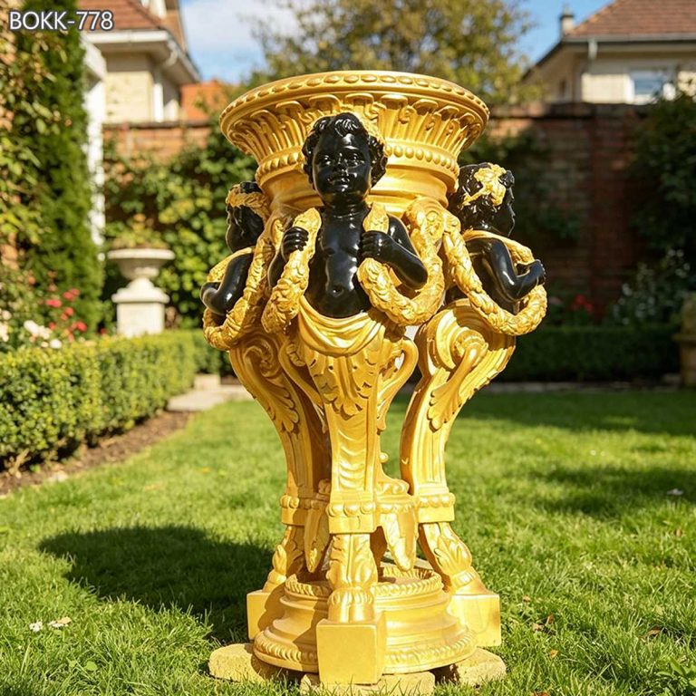Beautiful Custom Made Golden Bronze Flower Pot from Manufacturer