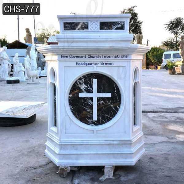 Custom Made White Marble Pulpit for Catholic Church Decor Supplier