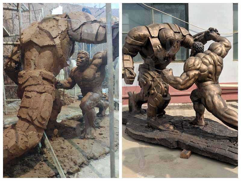 Famous Movie Star Bronze Hulk and Samurai Statue for Sale