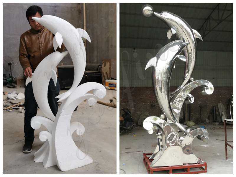 Garden Stainless Steel Dolphin Sculpture