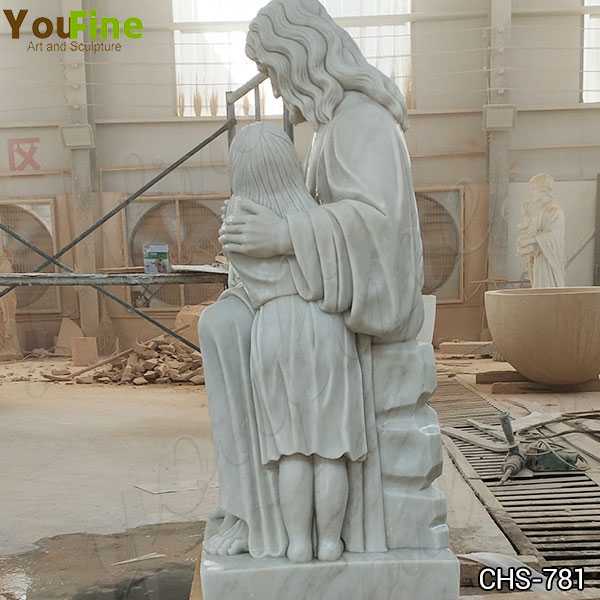 Hand Carved Marble Statue of Jesus with the Children for Sale