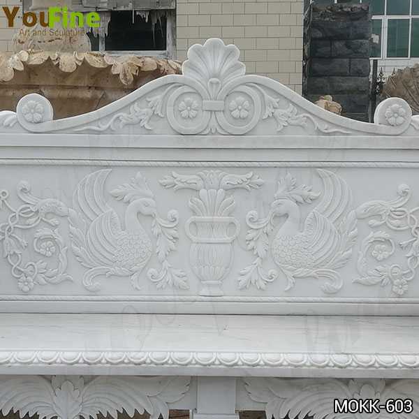 Hand Carved Outdoor White Marble Garden Bench Supplier