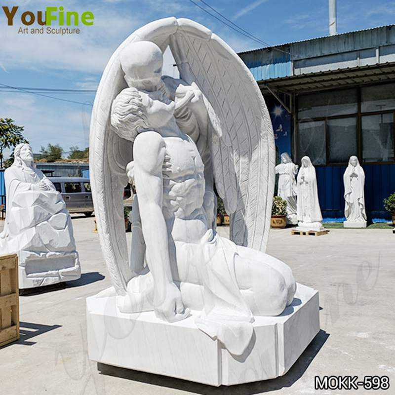 Hand Carved White Marble The Kiss of Death Statue for Sale