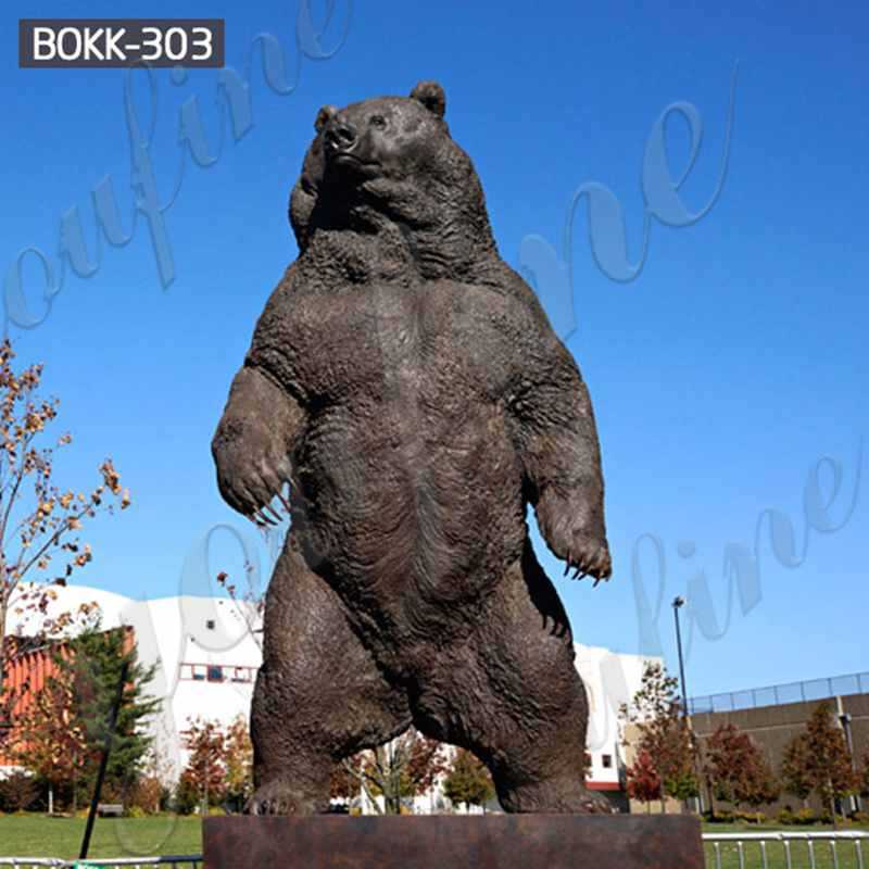 Outdoor Large Standing Bronze Grizzly bear Statue BOKK303You Fine