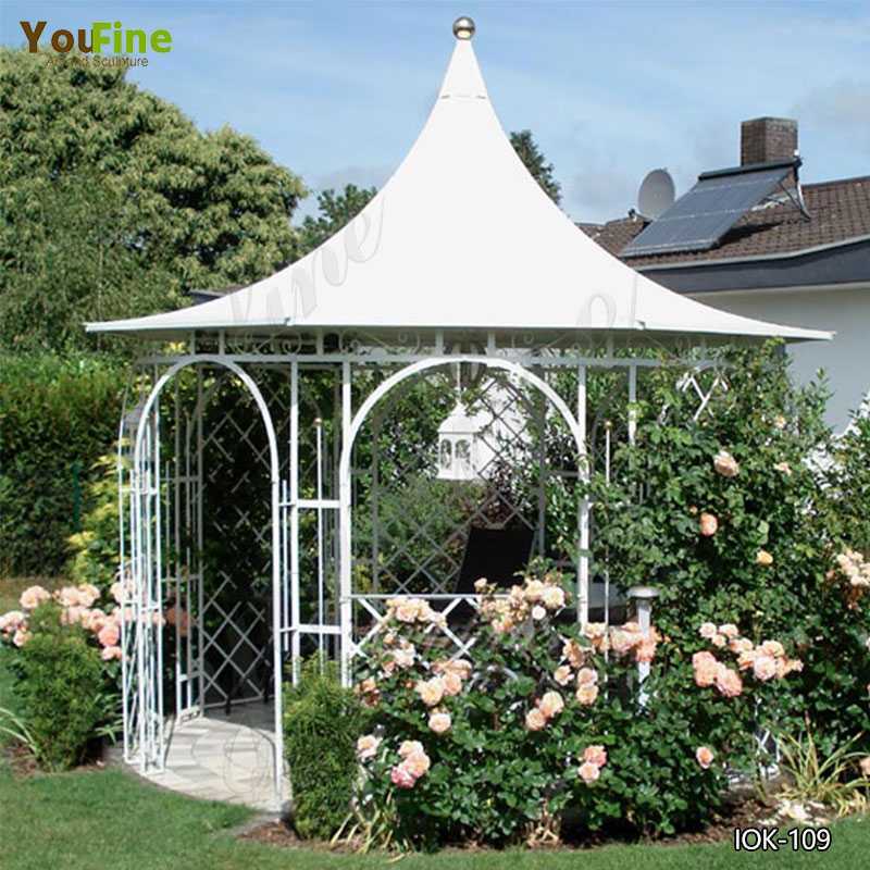 Large Cast Metal Decorative Wrought Iron Garden Gazebo for Sale IOK-109