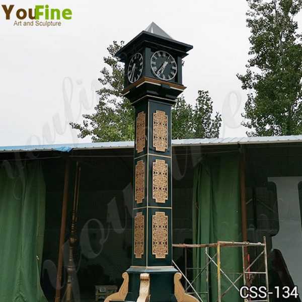 Large Outdoor Modern Bell Tower Stainless Steel Clock Sculpture for Sale