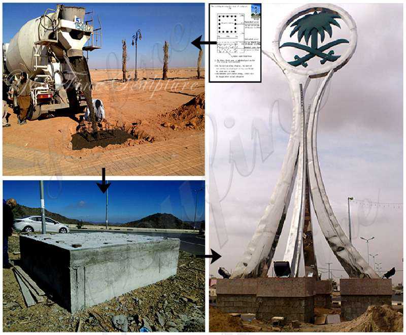 Large Outdoor Modern Stainless Steel Clock Sculpture for Sale