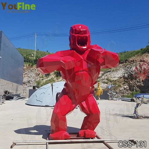 Large Red Stainless Steel Orangutan Sculpture Made for Our Customer