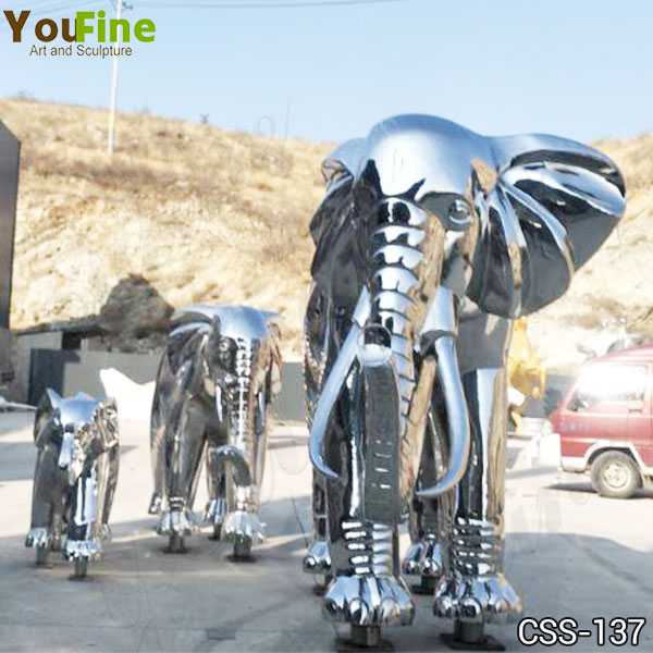 Large Stainless Steel Elephant Sculpture Decor