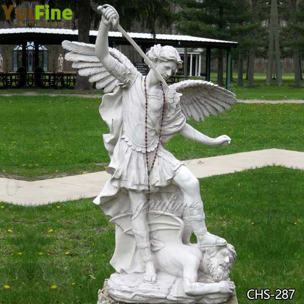 Life Size Archangel Michael Slaying the Devil Marble Statue Suppliers