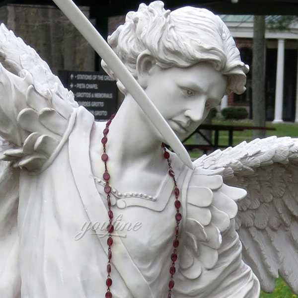 Life Size Archangel Michael Slaying the Devil Marble Statue