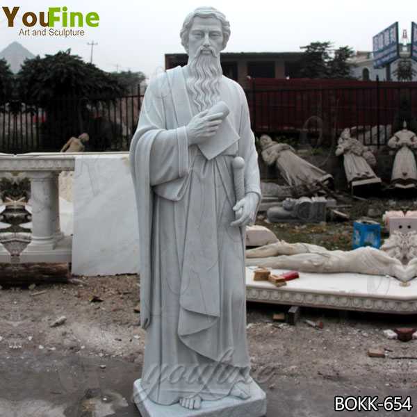 Life Size Catholic White Marble Saint Paul the Apostle Statue Supplier