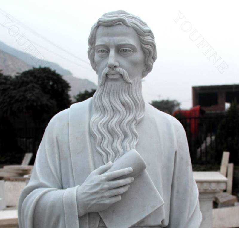 Life Size Catholic White Marble Saint Paul the Apostle Statue