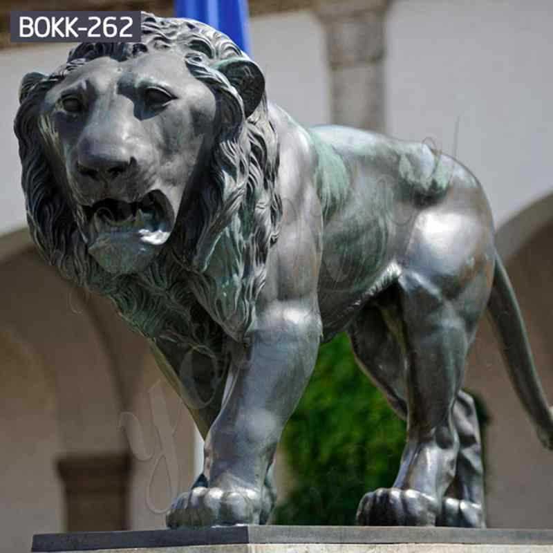 Life Size Outdoor Antique Bronze Walking Lion Statue for Sale