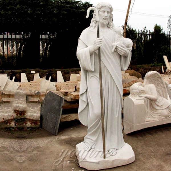 Life Size Religious Jesus the Good Shepherd Marble Statue for Sale