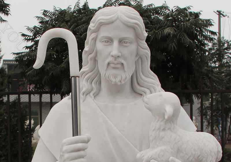 Life Size Religious Jesus the Good Shepherd Marble Statue