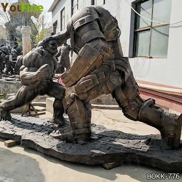 Large Bronze Hulk and Samurai Statue