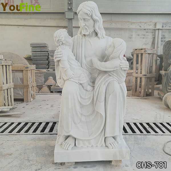 New Hand Carved Marble Statue of Jesus with the Children for Sale CHS-781