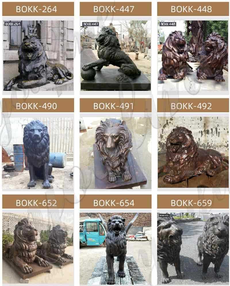 Outdoor Antique Bronze Walking Lion Statue for Sale