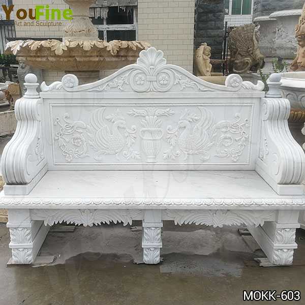 Outdoor White Marble Garden Bench Supplier MOKK-603