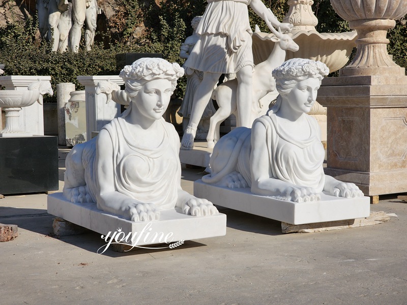White Marble Sphinx Statues for Yard