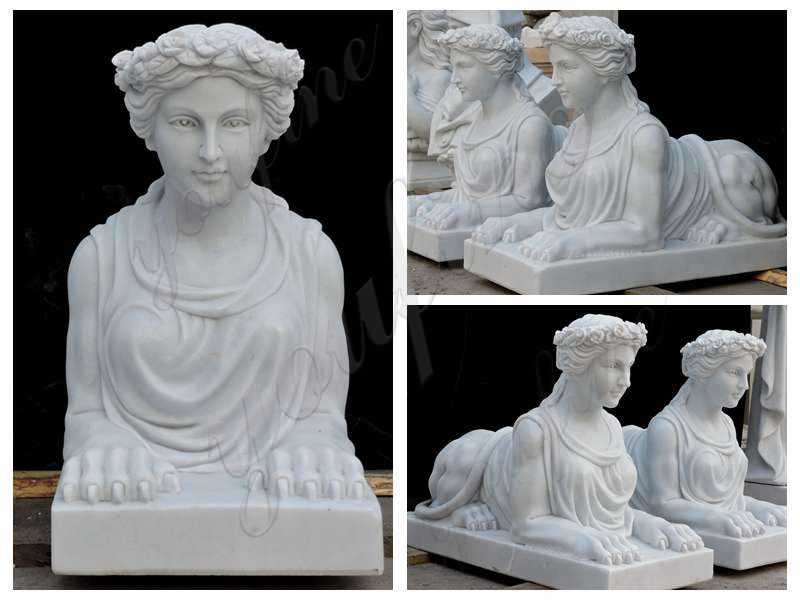 Outdoor White Marble Sphinx Statues