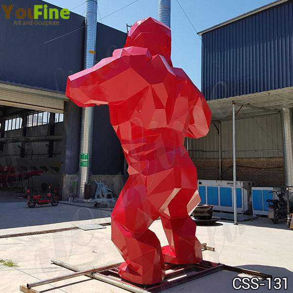Red Stainless Steel Orangutan Sculpture Made for Our Customer