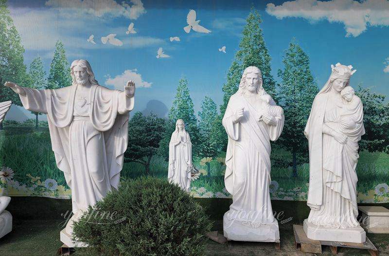 Religious Jesus the Good Shepherd Marble Statue for Sale