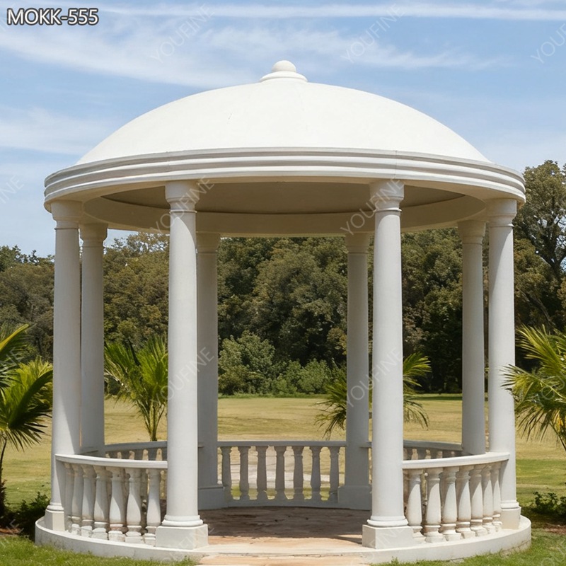 Roman Style White Marble Gazebo with Dome