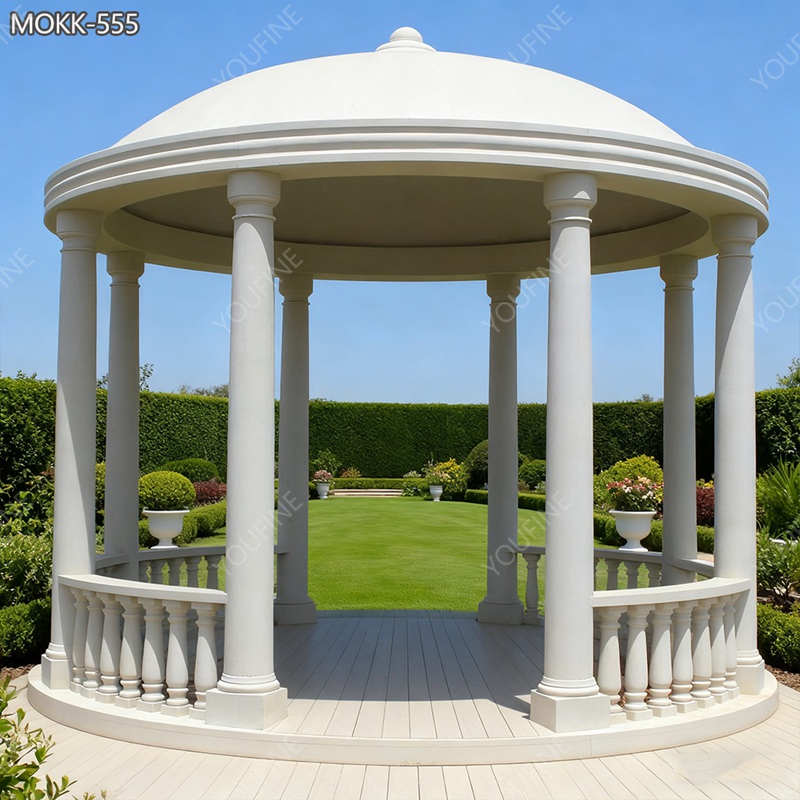 Roman Style White Marble Gazebo with Dome for Sale MOKK-555