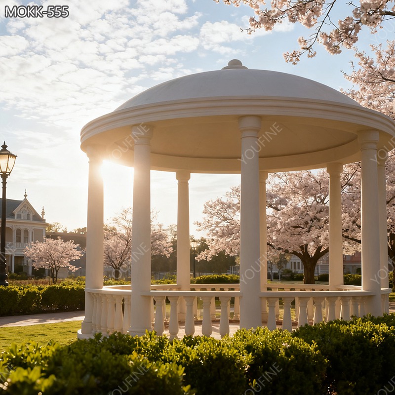 Roman White Marble Gazebo with Dome
