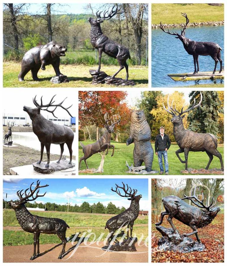 Life Size Bronze Elk Garden Statue BOKK265YouFine Sculpture