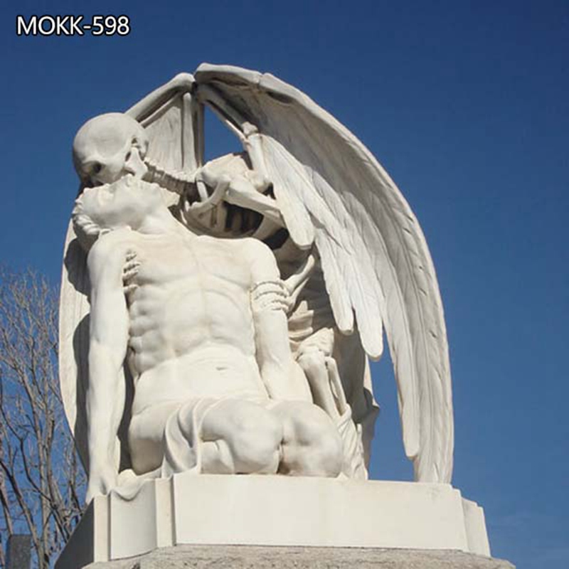 Hand Carved White Marble The Kiss of Death Statue for Sale MOKK-598