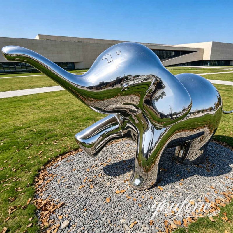 large stainless steel elephant sculpture
