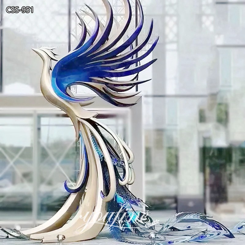 Large Beautiful Modern Stainless Metal Phoenix Bird Sculpture for Sale CSS-132