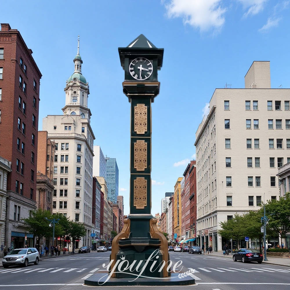 outdoor modern clock sculpture