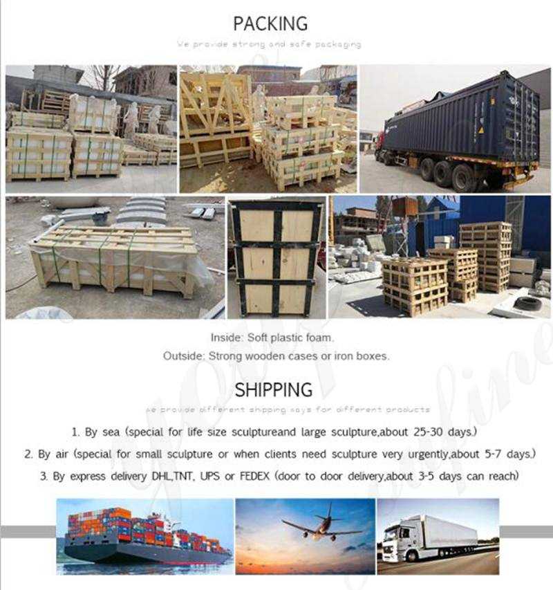 packing of Upright Black Granite Angel Tombstone